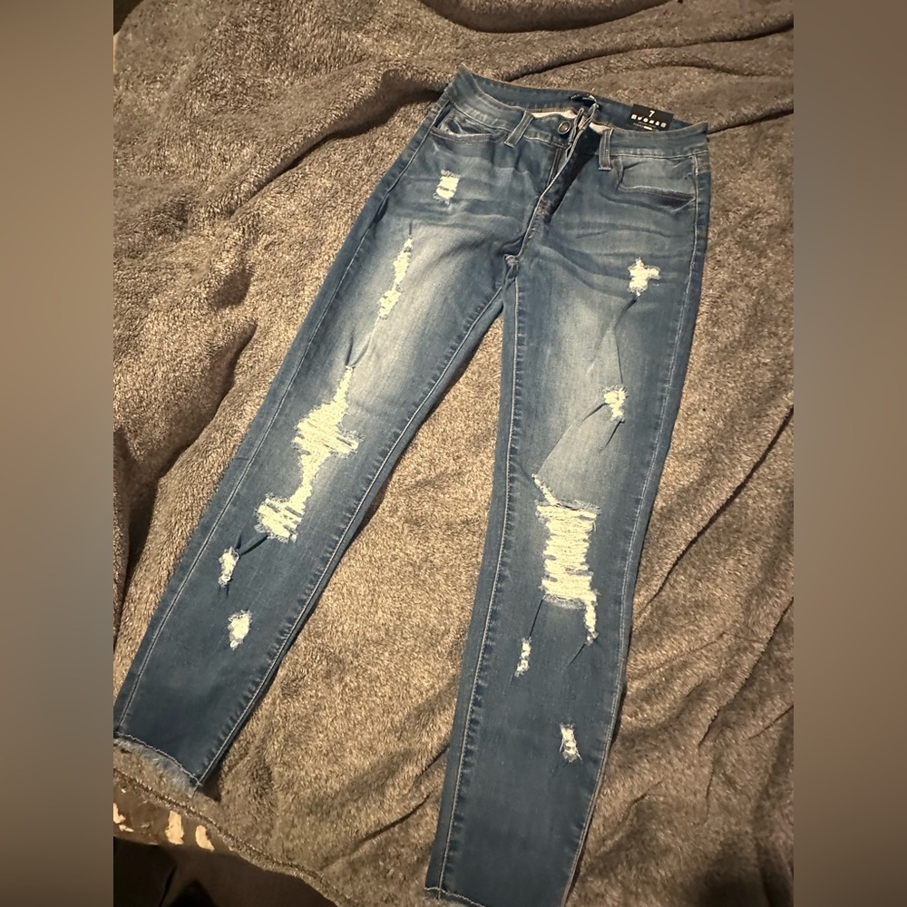 NWT - Fashion Nova Light Blue Distressed Skinny Jeans
